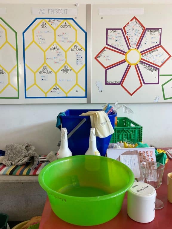 Putzutensilien im Vorraum des Wohnprojekts (c) Alissa Hacker | 1000things