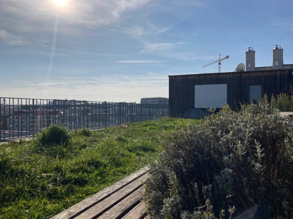 Eine Gemeinschaftsterrasse im Wohnprojekt Wien. (c) Alissa Hacker | 1000things