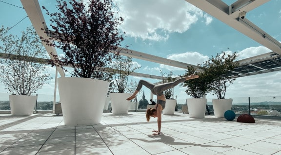Rooftop Yoga auf der Ikea-Dachterrasse