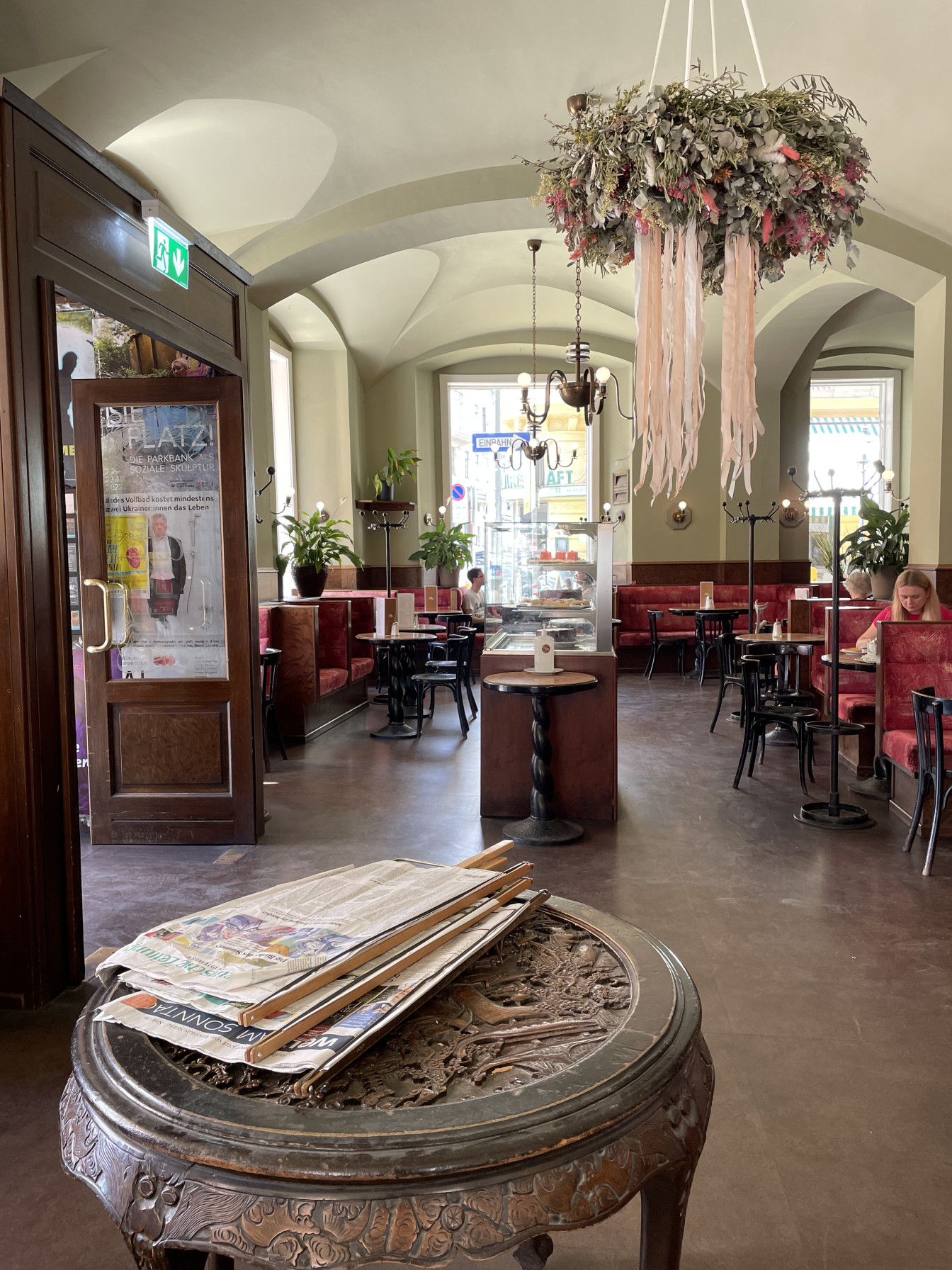 Traditional coffee house in the 8th district: Interior view of Café Eiles in Vienna
