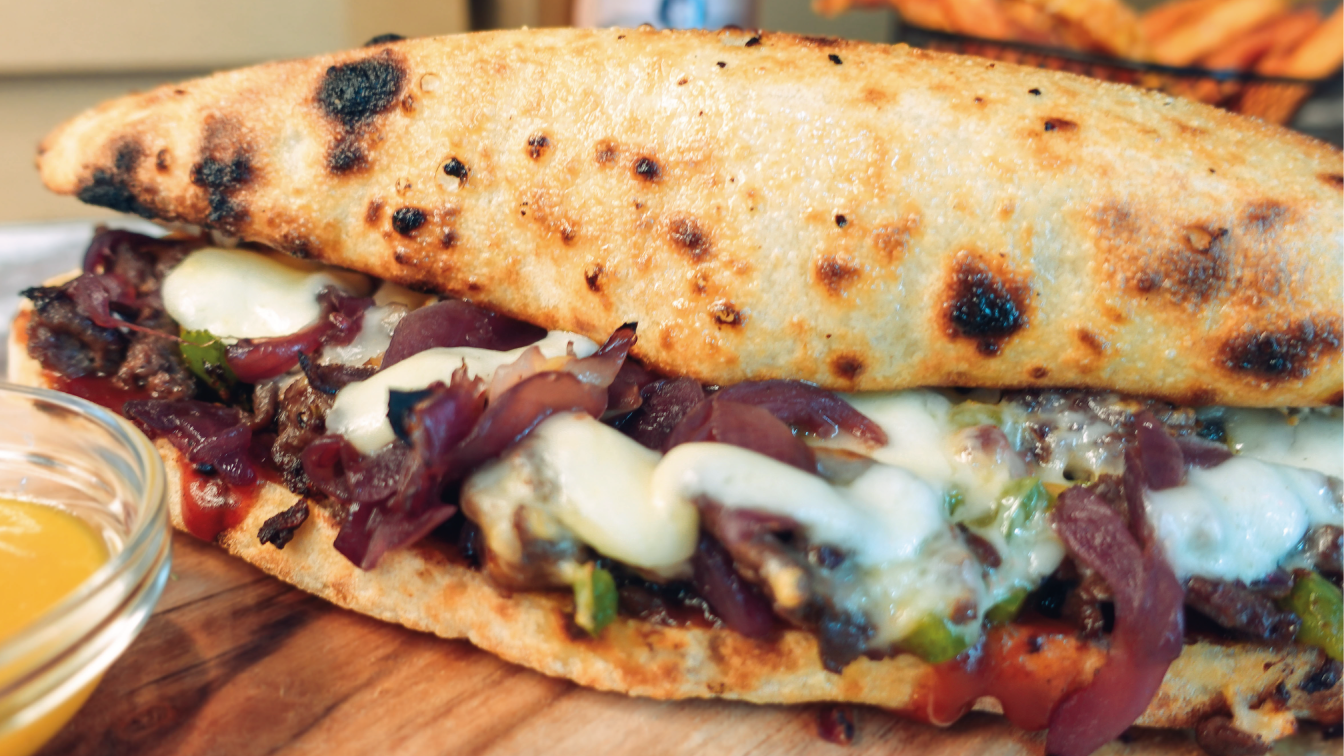 Sun of a Bun Wien Philly Cheese Steak Panuozzo