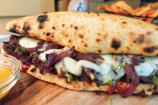 Sun of a Bun Wien Philly Cheese Steak Panuozzo