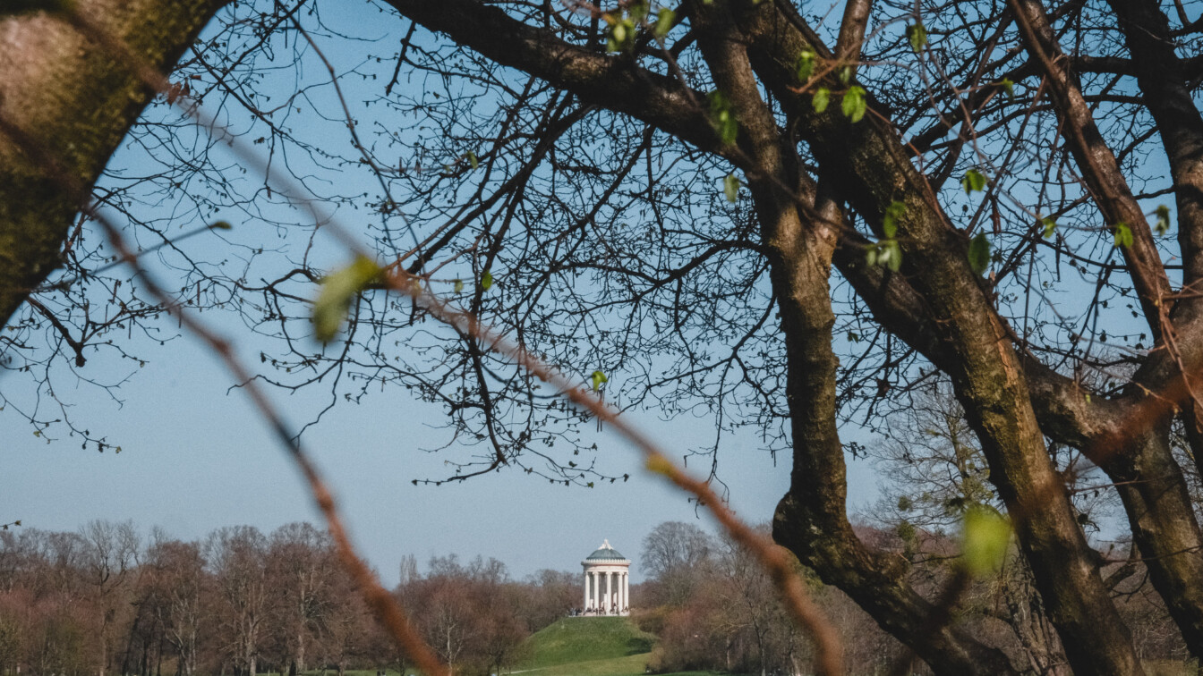 Blick auf den Monopterus im Englischen Garten in München