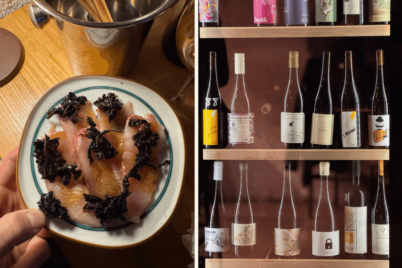 Impressionen aus dem L'Antidoto in Rom, einem Restaurant mit shared plates und Wein.