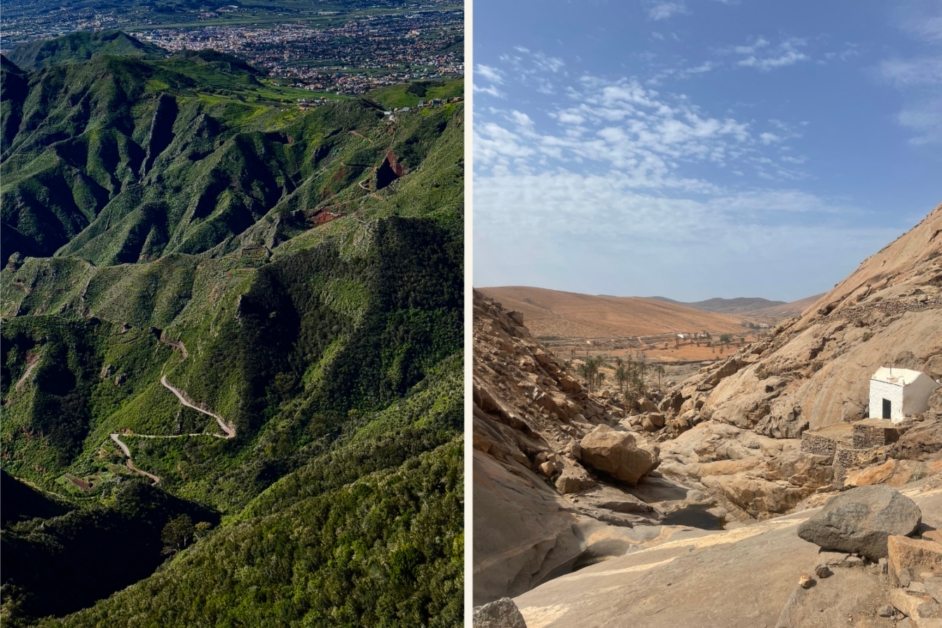 Grüne Täler und trockene Canyons auf den Kanaren.