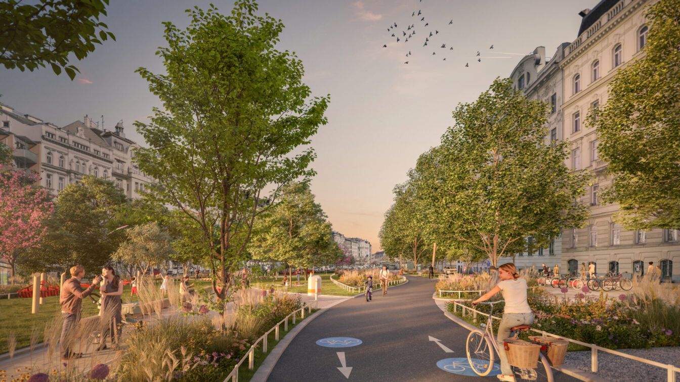 Visualisierung neuer Radwege in Wien für 2025
