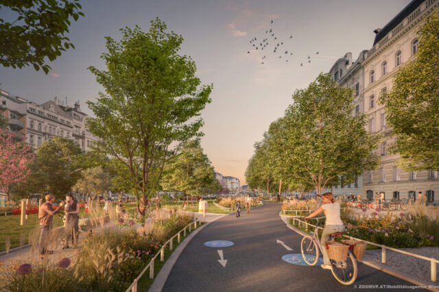 Visualisierung neuer Radwege in Wien für 2025