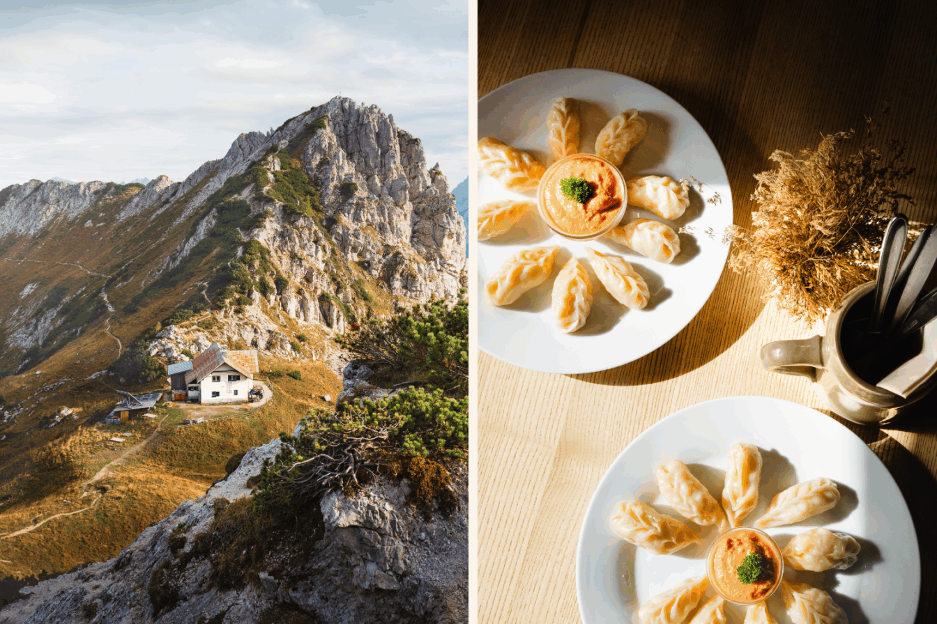 Admonterhaus Gesäuse mit veganen Teigtascherl