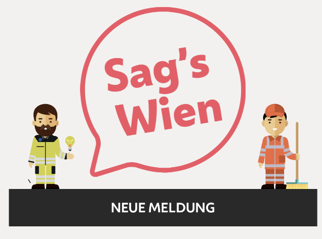 Das "Neue Meldung" Fenster der Sag's Wien App.