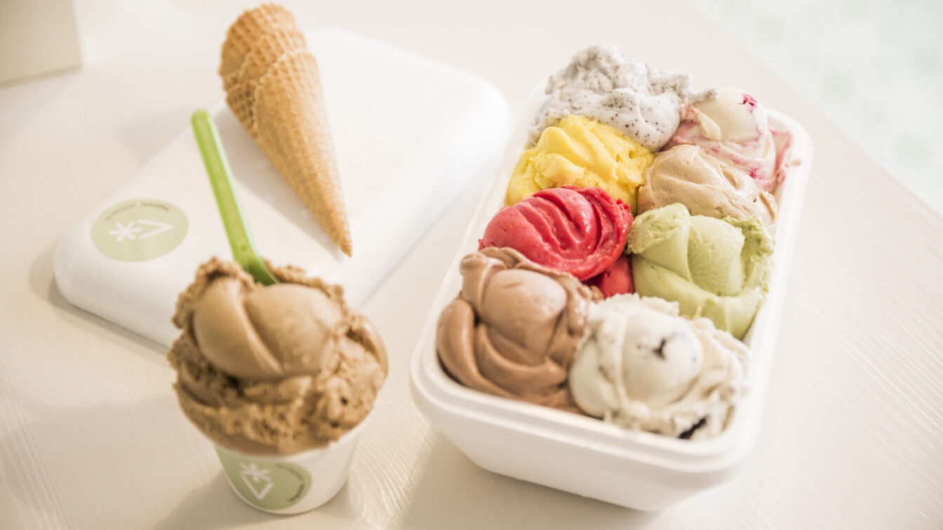 In den Veganista Filialen gibt es bis zu 24 verschiedene Sorten. Alles vegan!