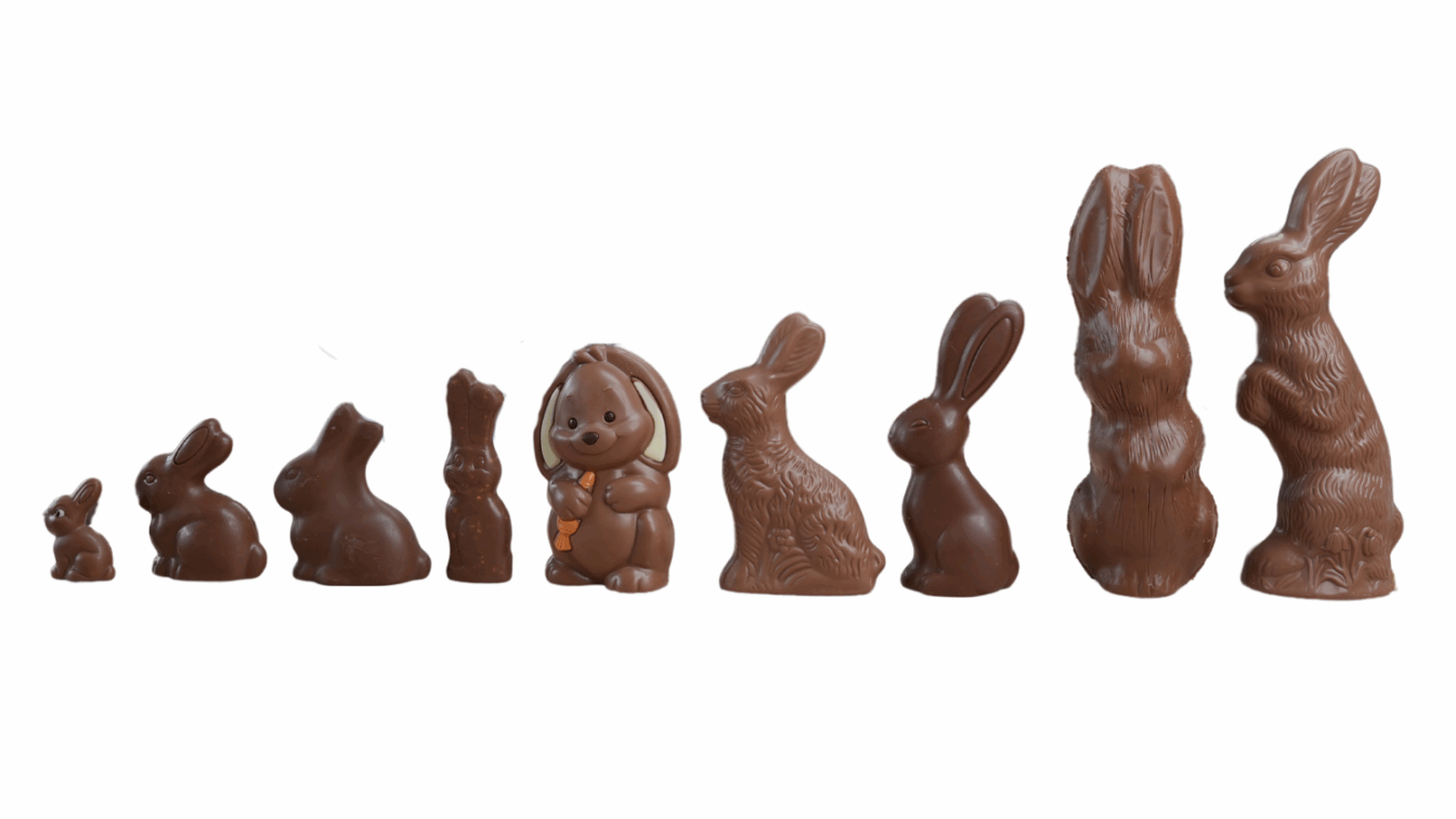 alle getesteten Hasen des 1000things Schokohasen-Tastings 2025