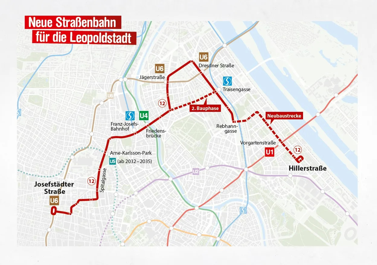 die Strecke der neuen Linie 12 in Wien
