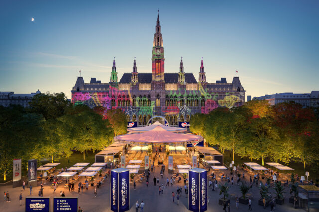 Rendering: So wird das "Eurovision Village" am Rathausplatz aussehen.