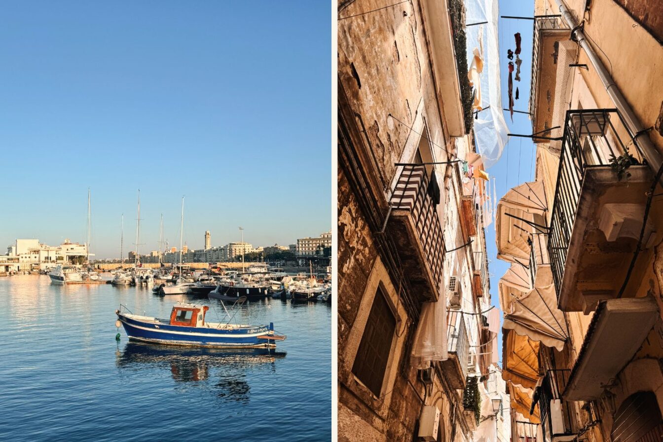 Ein Splitscreen Bild von Bari im italienischen Apulien