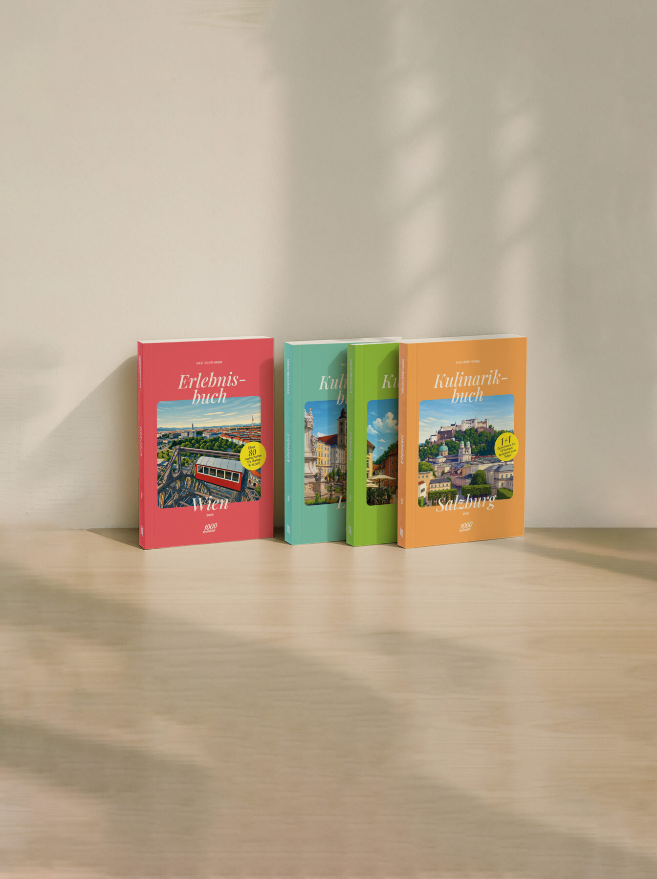 Mochups der 1000things Erlebnis- und Kulinarikbücher 2026