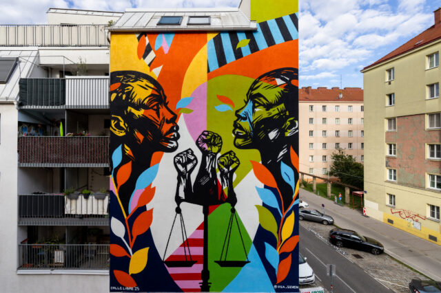 Graffiti in der Arndtstraße 42 in Meidling (Calle Libre)