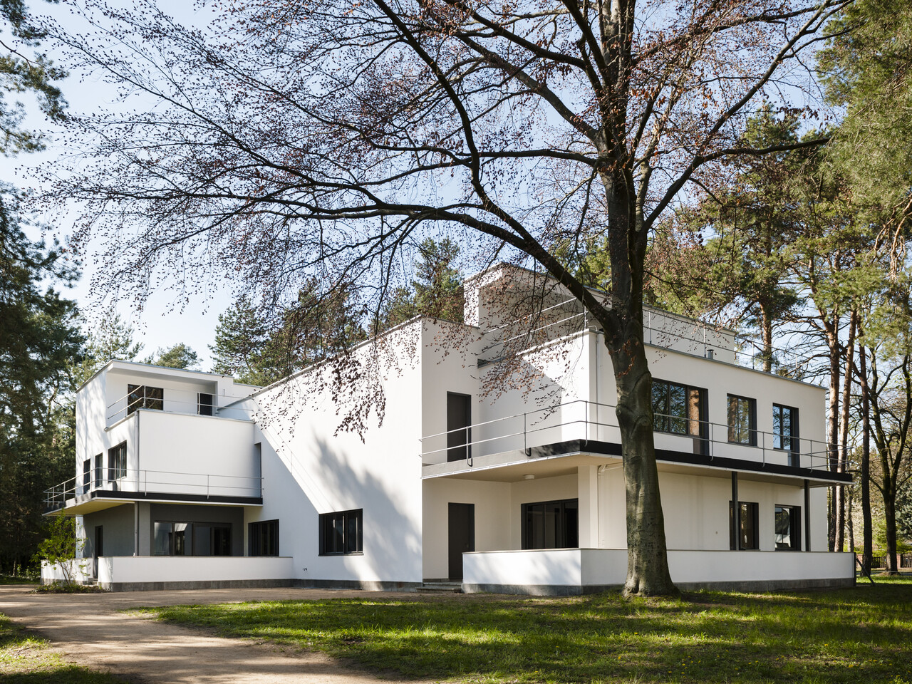 Bauhaus in Dessau: Meisterhaus Kandinsky von Architekt Walter Gropius, Außenansicht.