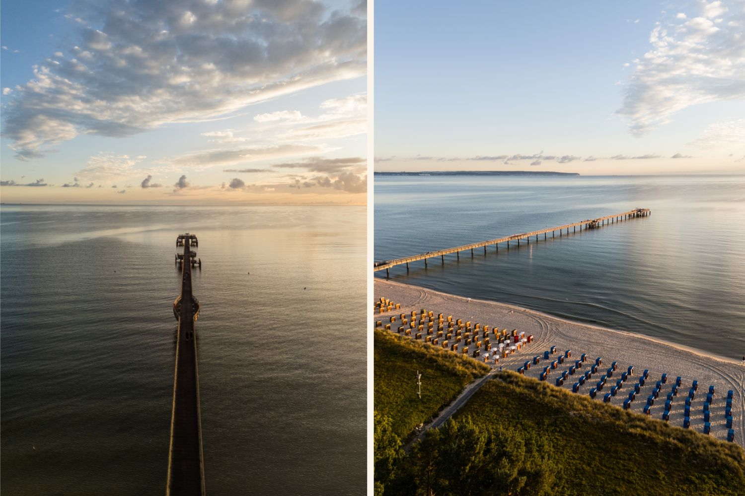 Collage mit Stegbildern auf dem Meer