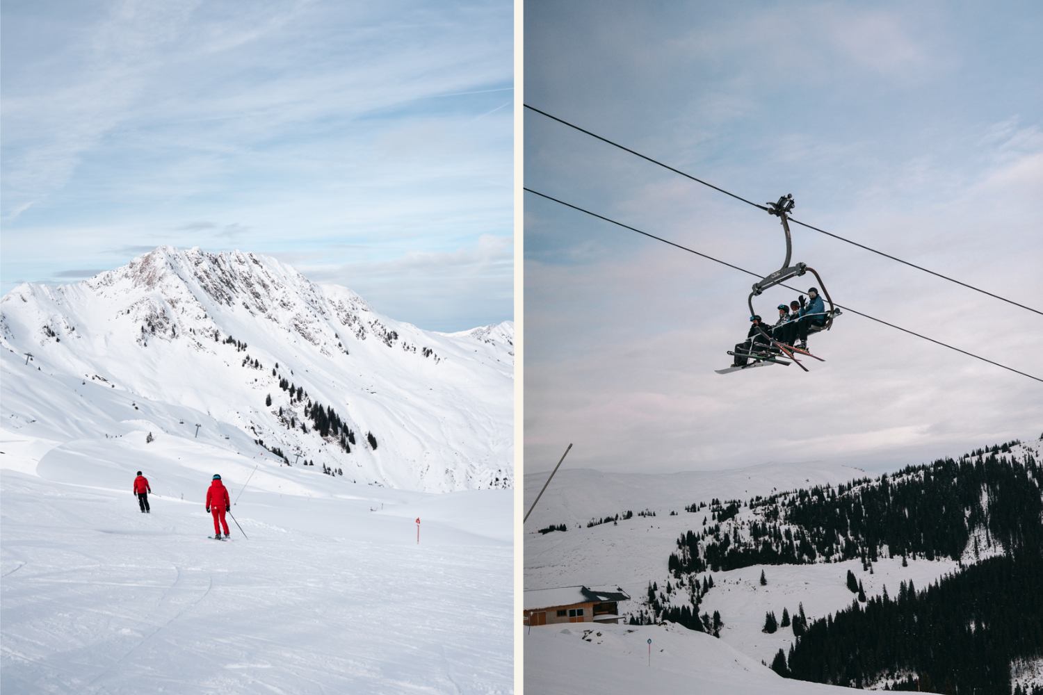 Skipiste mit Menschen die Skifahren und Skilift (c) Michelle Doninger | 1000things