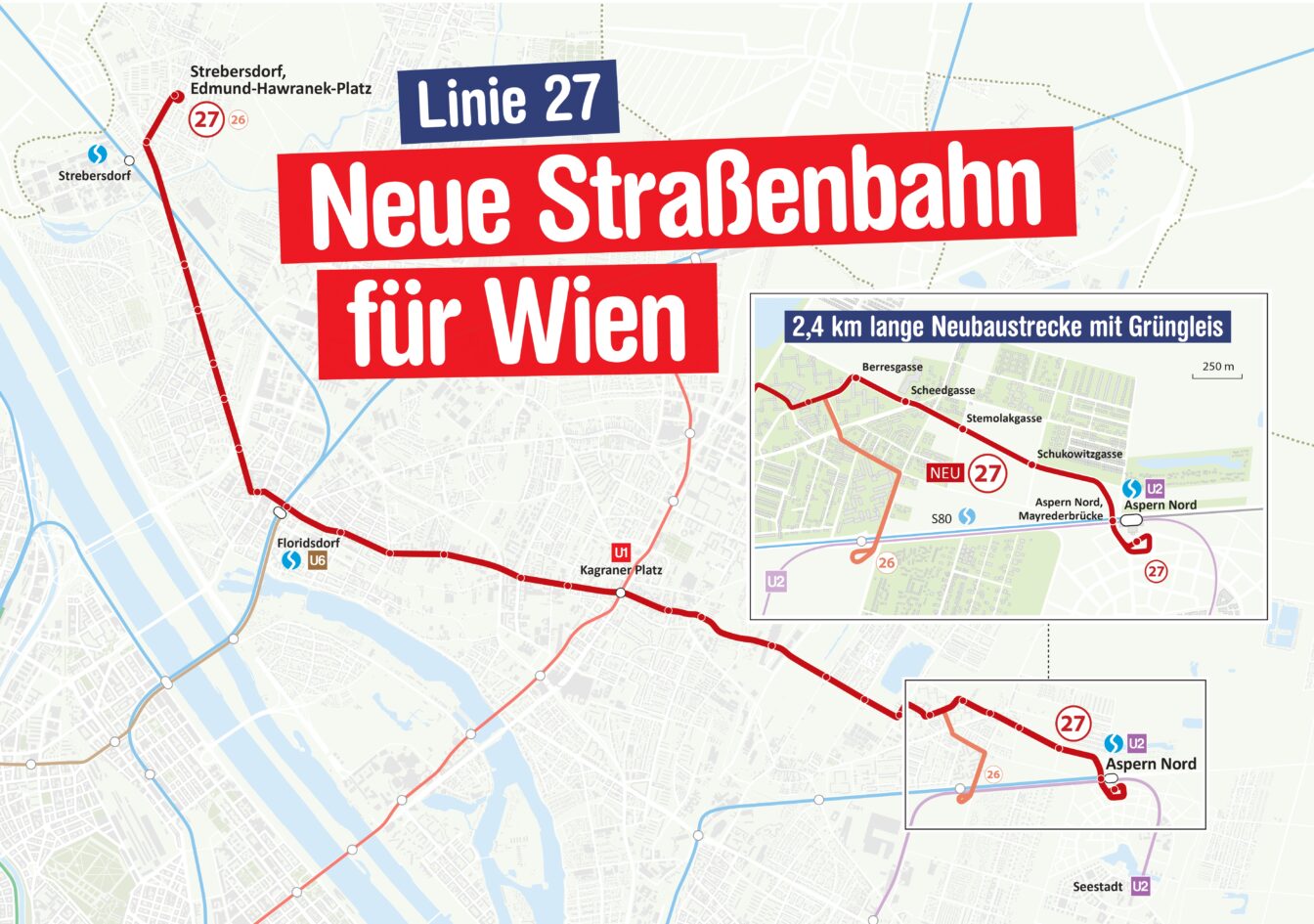 Streckenführung der Straßenbahnlinie 27