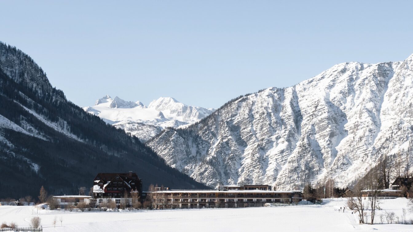 Blick auf die Wasnerin in Bad Aussee im Winter
