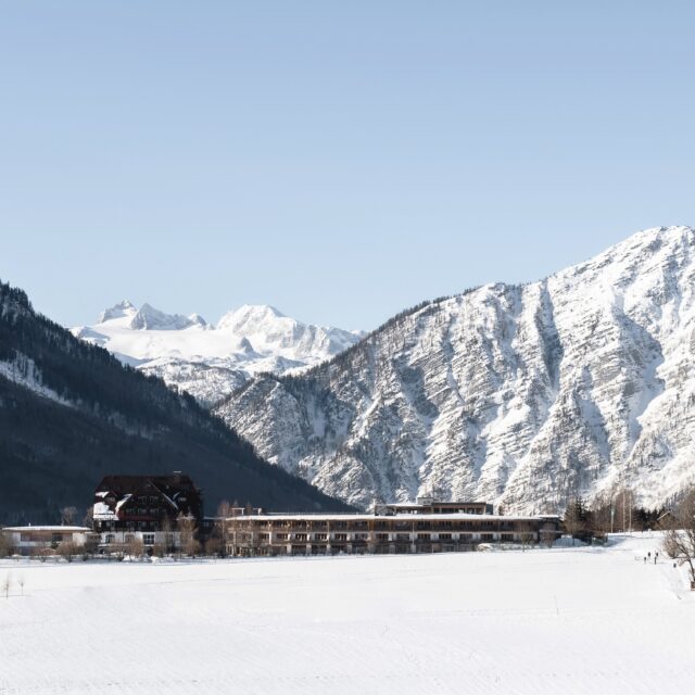 Blick auf die Wasnerin in Bad Aussee im Winter