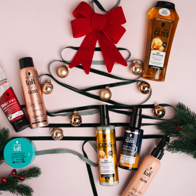 Produkte von Schwarzkopf und Gliss mit weihnachtlicher Deko (c) Michelle Doninger | 1000things