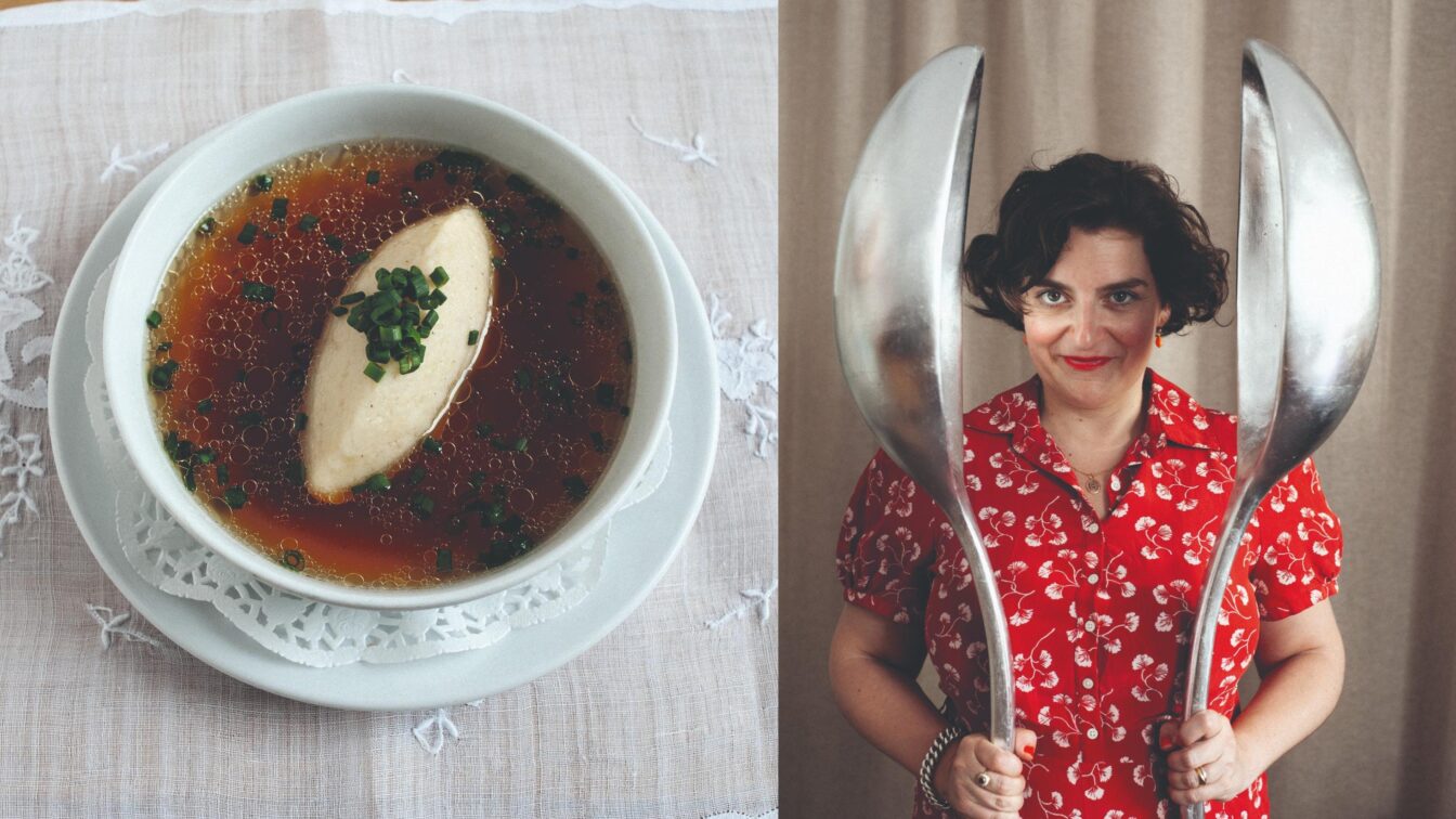 Grießnockerl Suppe aus dem Wirtshaus Zur Herknerin in Wien und die Wirtin Stefanie Herknerin