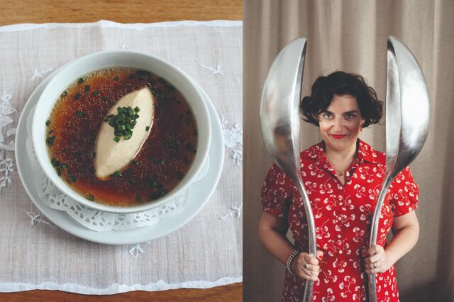 Grießnockerl Suppe aus dem Wirtshaus Zur Herknerin in Wien und die Wirtin Stefanie Herknerin