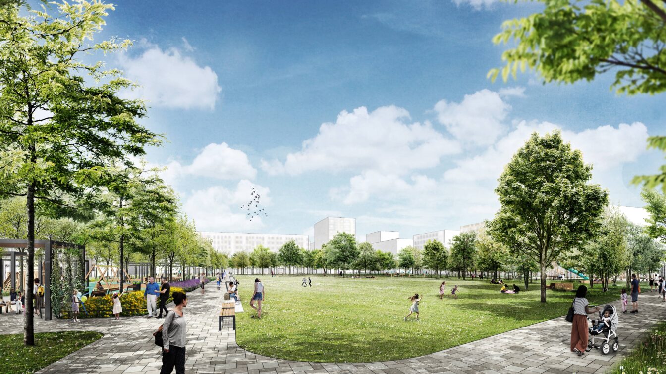Rendering des neuen Albert-Schultz-Parks Wien-Donaustadt