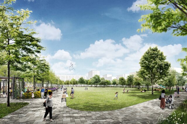 Rendering des neuen Albert-Schultz-Parks Wien-Donaustadt