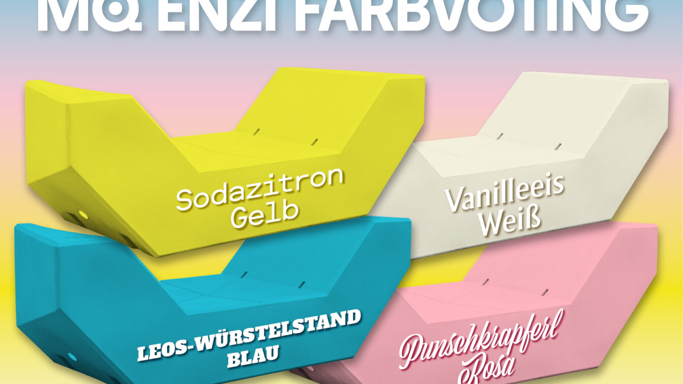 die vier Farben, die beim Enzi-Farbvoting fürs MQ 2026 zur Auswahl stehen