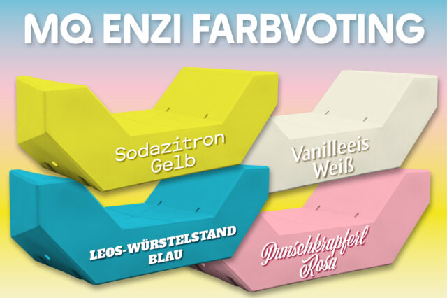 die vier Farben, die beim Enzi-Farbvoting fürs MQ 2026 zur Auswahl stehen
