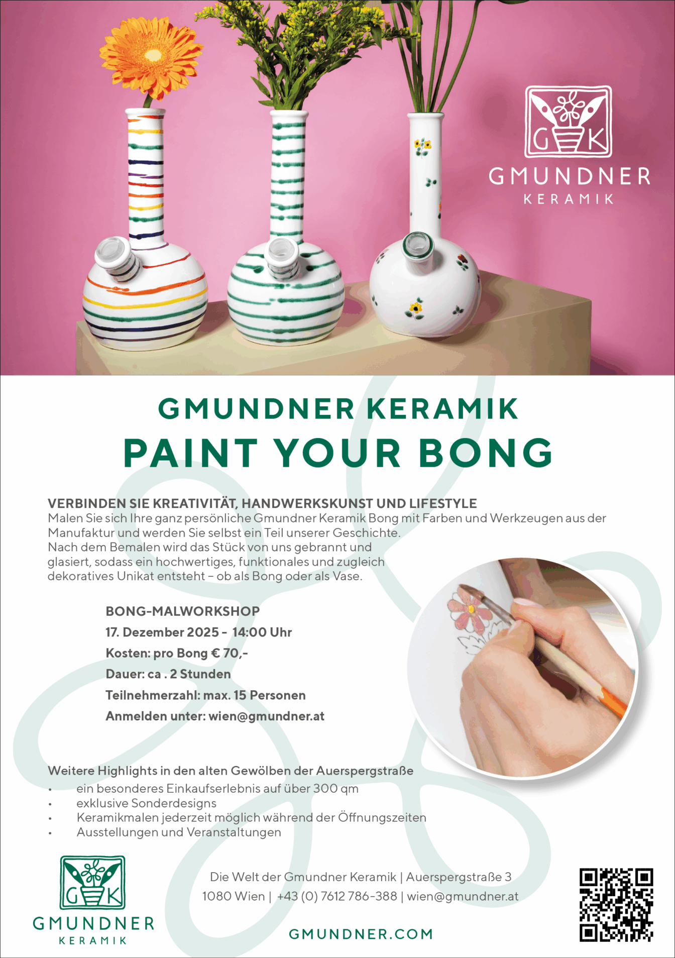 Flyer zum Gmundner Keramik Bong Workshop in Wien