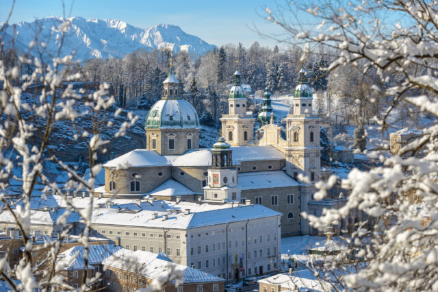 Blick vom Kapuzinerberg Salzburg im WInter