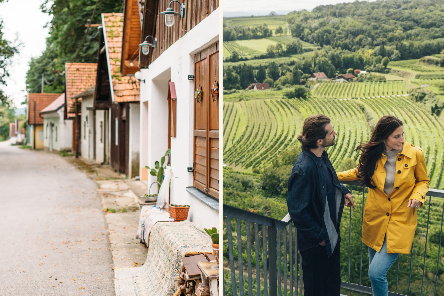 Collage mit Kellergasse und Weinbergen in Niederösterreich (c) Niederösterreich Werbung, Mara Hohla | (c) Niederösterreich Werbung, Ian Ehm