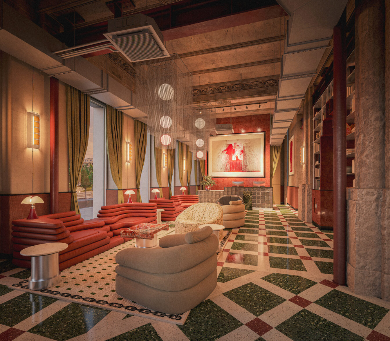 Rendering der Lobby im Hotel The Companion Vienna
