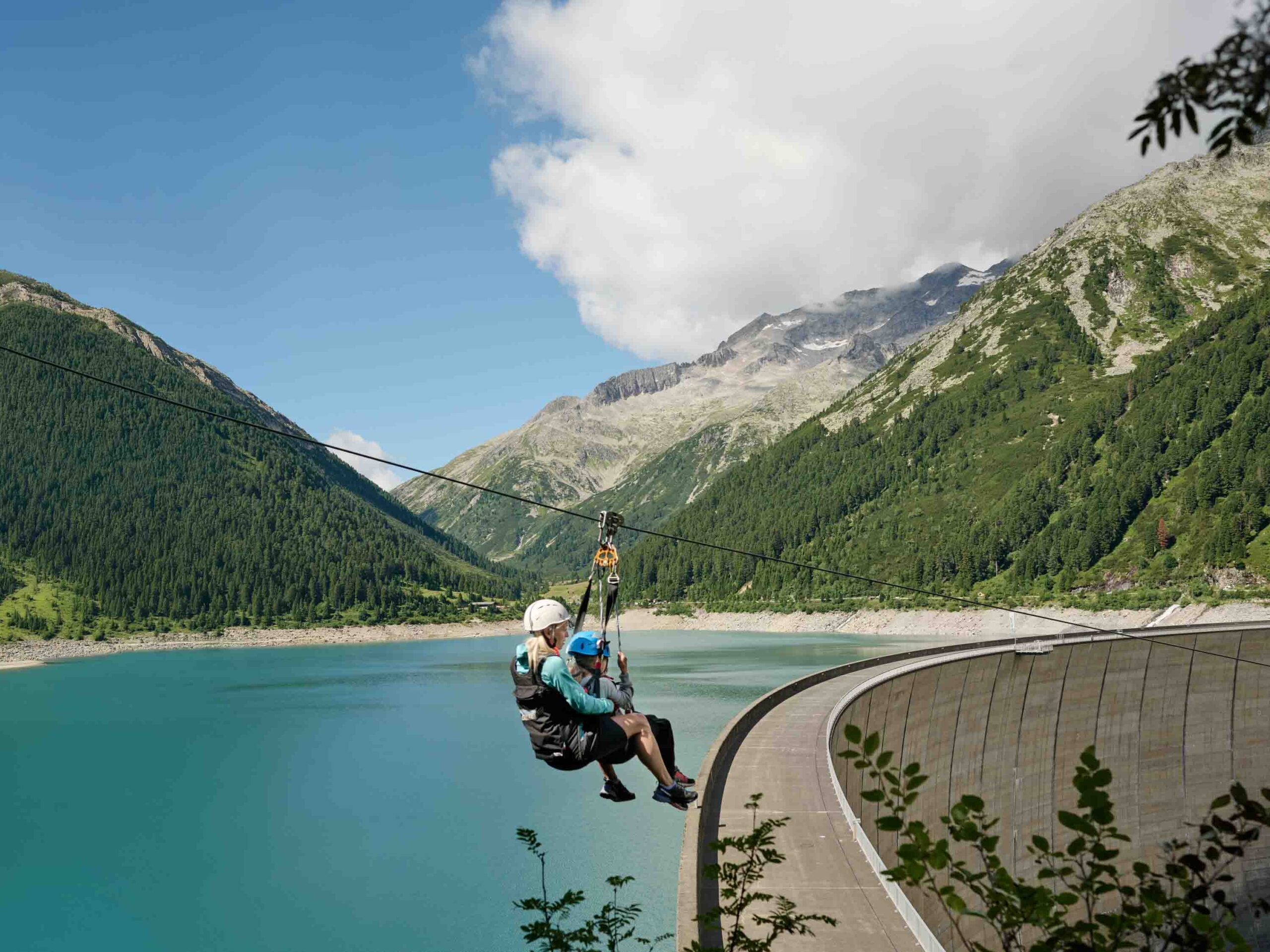 Flying Fox-Flug, Schlegeis Stausee, Zillertal
