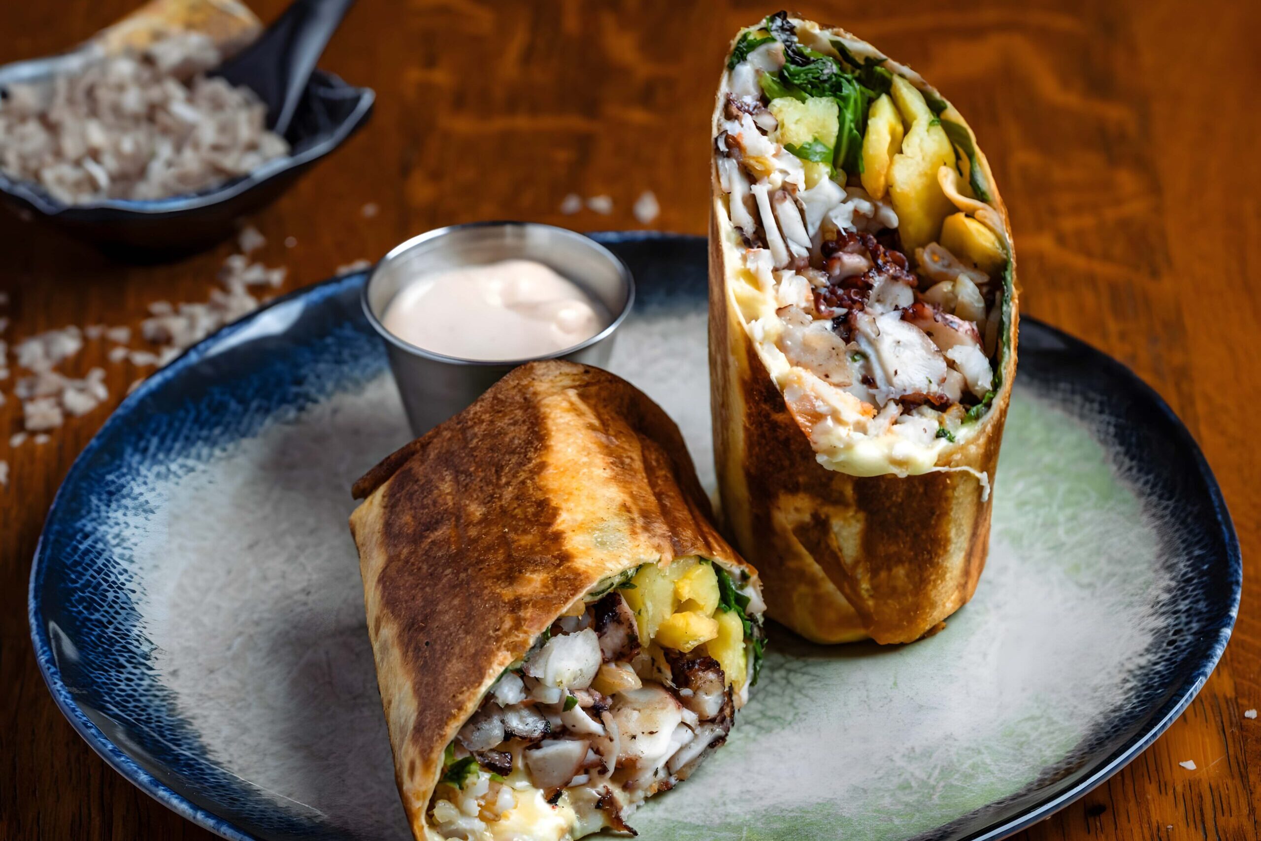 Oktopus Wrap in der Pescobar in Wien Favoriten.