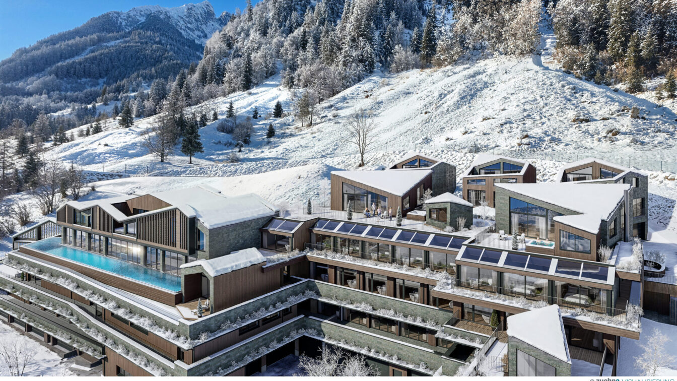 Visualisierung des neuen glockna Hotels in Salzburg.
